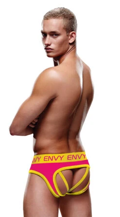 Men's Pink And Yellow Strappy Back Jockstrap
