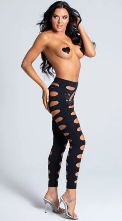 Bodega Beauty Slashed Leggings -Playboy Store BH 69574SD BLACK PS12182019 7