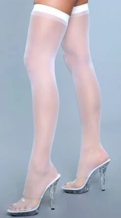 Be Wicked Best Behavior Thigh Highs -Playboy Store BW 1918 WHT side 2020MAR21325