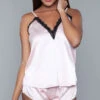 Be Wicked Luna Satin Pajama Short Set 2 Be Wicked Luna Satin Pajama Short Set -Playboy Store BW 1962 blushp front 2020JUN23576