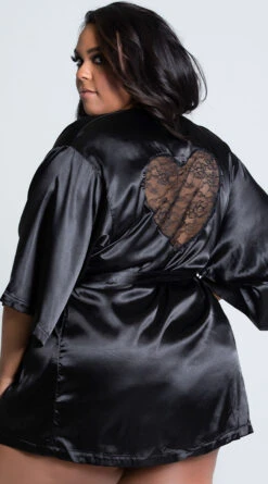 Be Wicked Plus Size Amora Heart Satin Robe