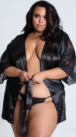 Be Wicked Plus Size Grace Kimono Robe 7 Be Wicked Plus Size Grace Kimono Robe -Playboy Store BW 1965X BLACK 2 PS12222020