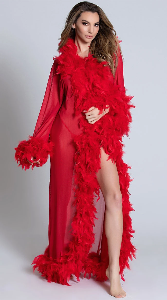 Be Wicked Deluxe Red Feather Robe - DUPLICATE SKU 4 Be Wicked Deluxe Red Feather Robe - DUPLICATE SKU - Image 2