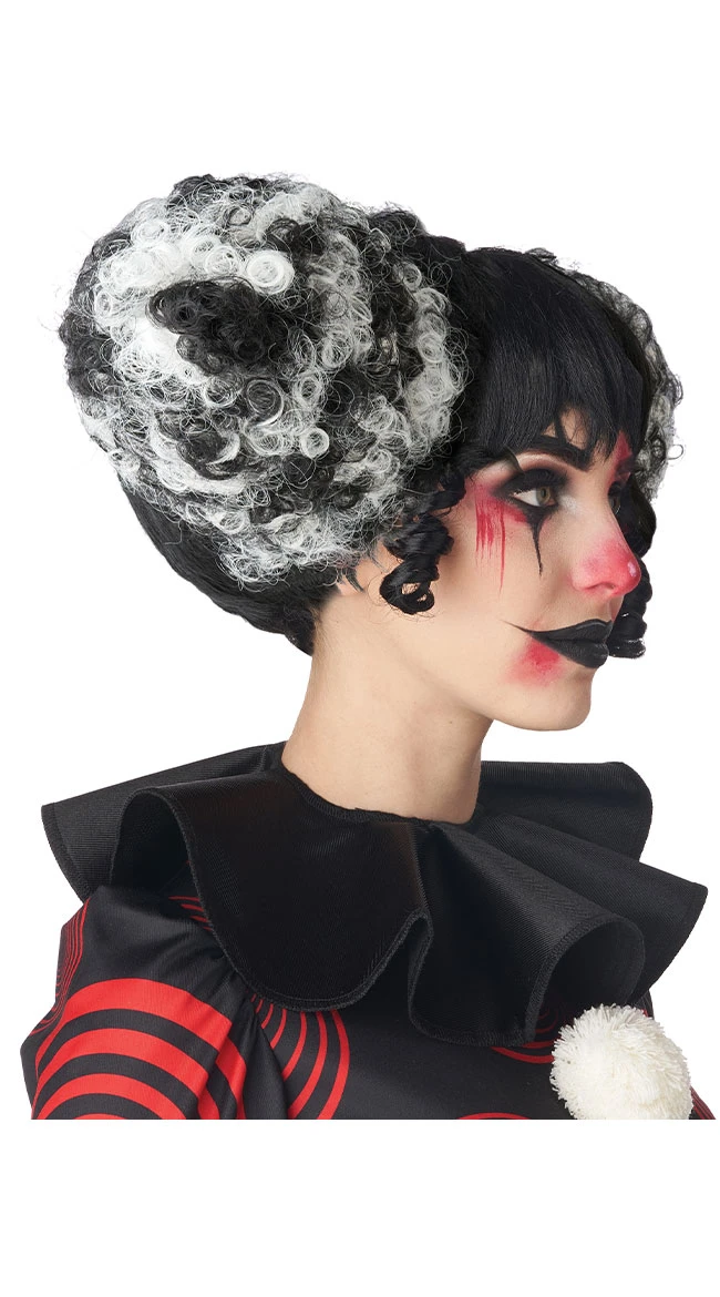 Black And White Funhouse Clown Wig 4 Black And White Funhouse Clown Wig - Image 2