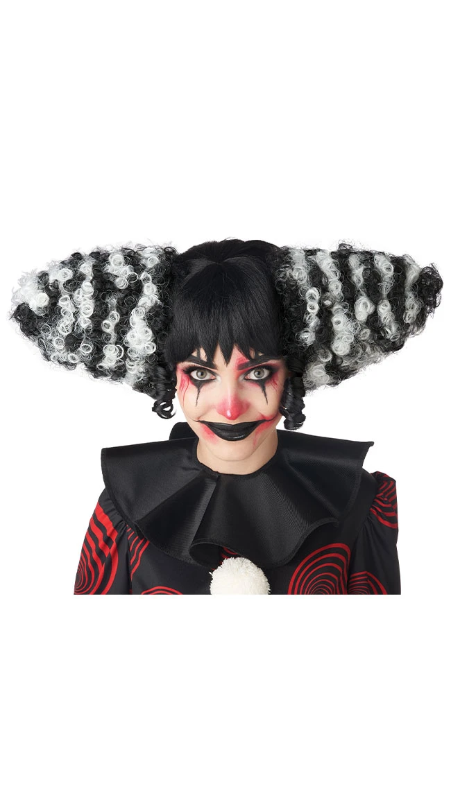 Black And White Funhouse Clown Wig 3 Black And White Funhouse Clown Wig