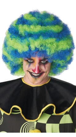 Blue And Green Spiral Clown Wig