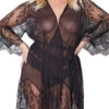 Coquette Plus Size Draping Mesh And Lace Robe 2 Coquette Plus Size Draping Mesh And Lace Robe -Playboy Store CO 22309X fv