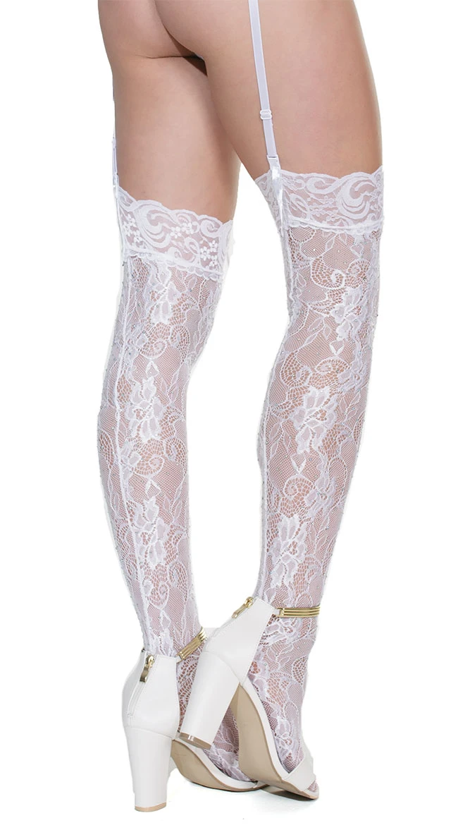 Coquette White Wonder Lace Thigh Highs 4 Coquette White Wonder Lace Thigh Highs - Image 2