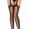 Dreamgirl Faux Lace-Up Garter Stockings -Playboy Store DG 0371 Black Front2 2021APR31582