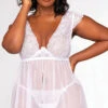 Dreamgirl Plus Size Bridal Babe Flyaway Babydoll Set 2 Dreamgirl Plus Size Bridal Babe Flyaway Babydoll Set -Playboy Store DG 12436X White Front 2022MARCH42936