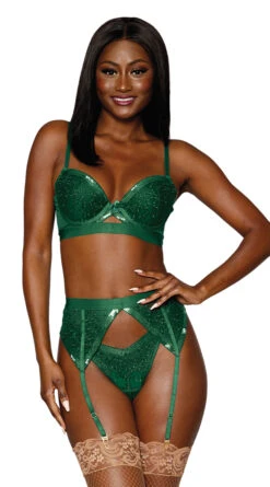 Dreamgirl Garden Of Evergreen Bra Set