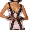 Dreamgirl Feminine Mesh And Lace Chemise Set 1 Dreamgirl Feminine Mesh And Lace Chemise Set -Playboy Store DG 12783 Pink Black Front 2023MAY