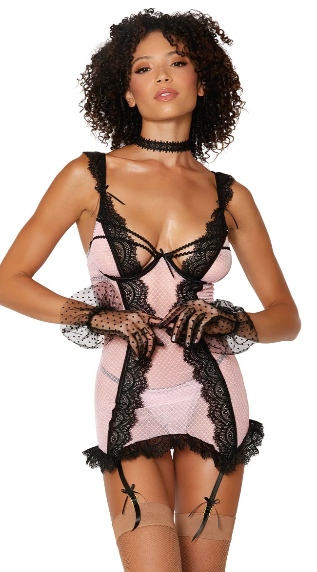 Dreamgirl Feminine Mesh And Lace Chemise Set 3 Dreamgirl Feminine Mesh And Lace Chemise Set