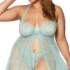 Dreamgirl Plus Size Mint To Please Flyaway Babydoll Set