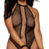Dreamgirl Plus Size Embellished Pleasure Seeker Teddy Set -Playboy Store DG 12815X Black Front 2023MAY