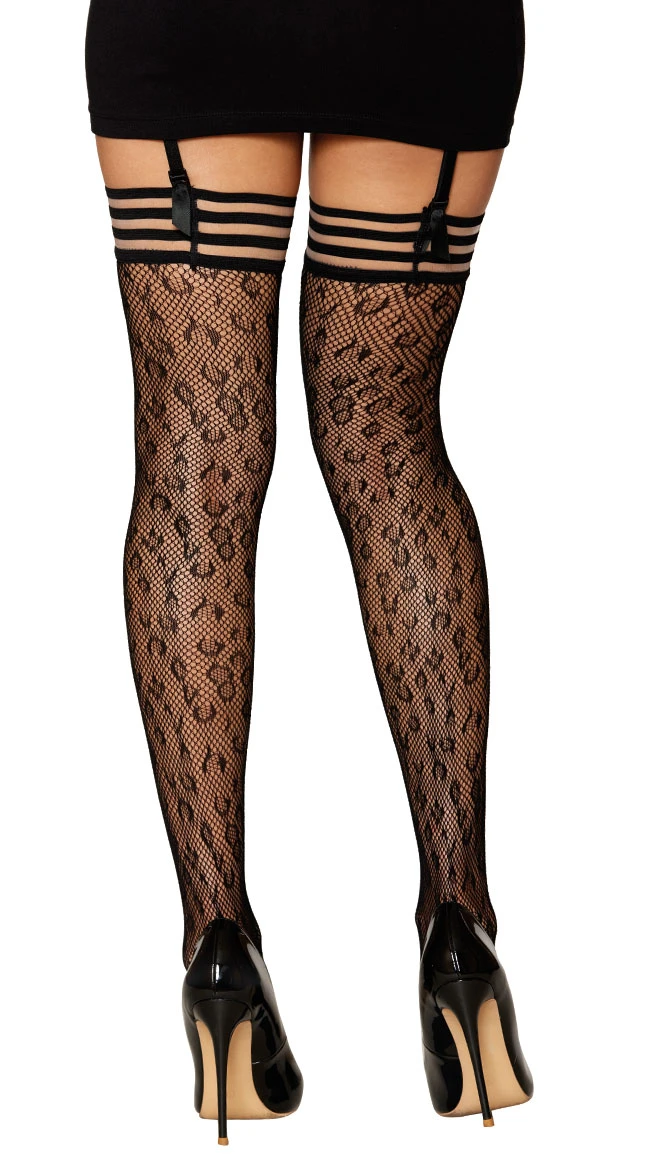 Dreamgirl Striped Leopard Thigh High Stockings 4 Dreamgirl Striped Leopard Thigh High Stockings - Image 2