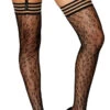 Dreamgirl Striped Leopard Thigh High Stockings -Playboy Store DG 433 Black Front 2023MAY