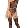 Dreamgirl Asymmetrical Fishnet And Strappy Bodystocking