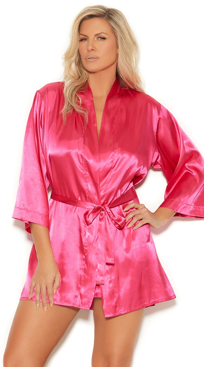 Plus Size Bedroom Eyes Satin Robe 8 Plus Size Bedroom Eyes Satin Robe - Image 6