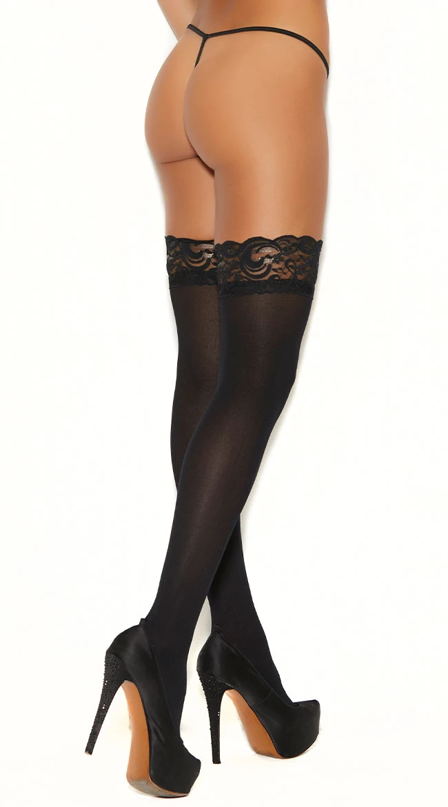 Opaque Lace Thigh Highs 4 Opaque Lace Thigh Highs - Image 2