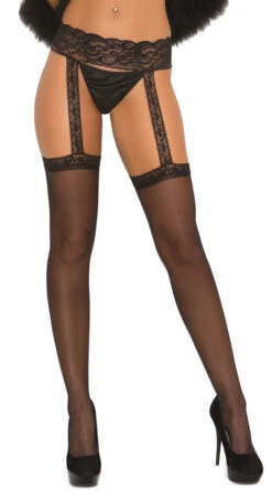 Sheer Thigh Highs With Lace Garterbelt -Playboy Store EM 1714 f JAN2017