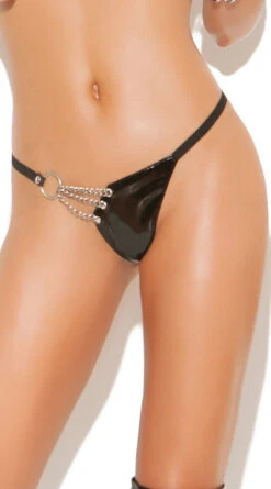 Vinyl G-String With Chain Detail