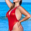 Plus Size High Tide Ribbed One Piece Swimsuit 1 Plus Size High Tide Ribbed One Piece Swimsuit -Playboy Store ES 6656X Red Edito 2022APRIL47823