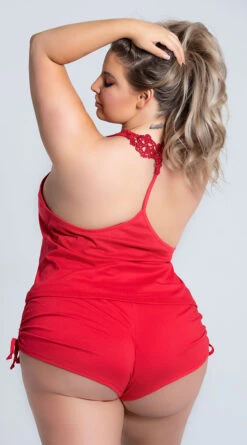 Plus Size Cut Corners Pajama Short Set 11 Plus Size Cut Corners Pajama Short Set -Playboy Store ES 7095X RED PS02042020 7 Edit