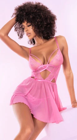 Romantic Sunset Babydoll Set 7 Romantic Sunset Babydoll Set -Playboy Store ES 7480 Sunset Pink Front2 2023APRIL
