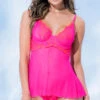 Hot Pink Vision Babydoll Set -Playboy Store ES 7484 Hot Pink Front 2023APRIL