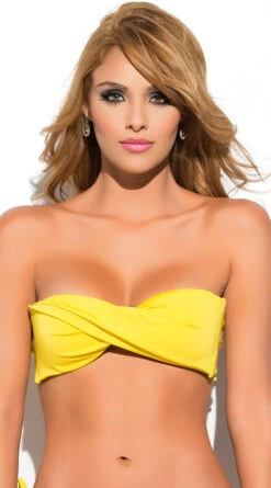 Yandy Twisted Bandeau Bikini Top -Playboy Store EY 3528T YEL FRONT 2