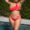 Yandy Plus Size Double Strapped Bikini Bottom 2 Yandy Plus Size Double Strapped Bikini Bottom -Playboy Store EY 4322TX 4322BX RED 1 EDS YANDY 2022SWIM