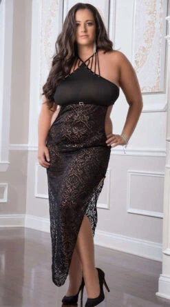 Plus Size Halter Lace Midi Dress 8 Plus Size Halter Lace Midi Dress -Playboy Store GW D1904PQ Black54151 2021MAR27610