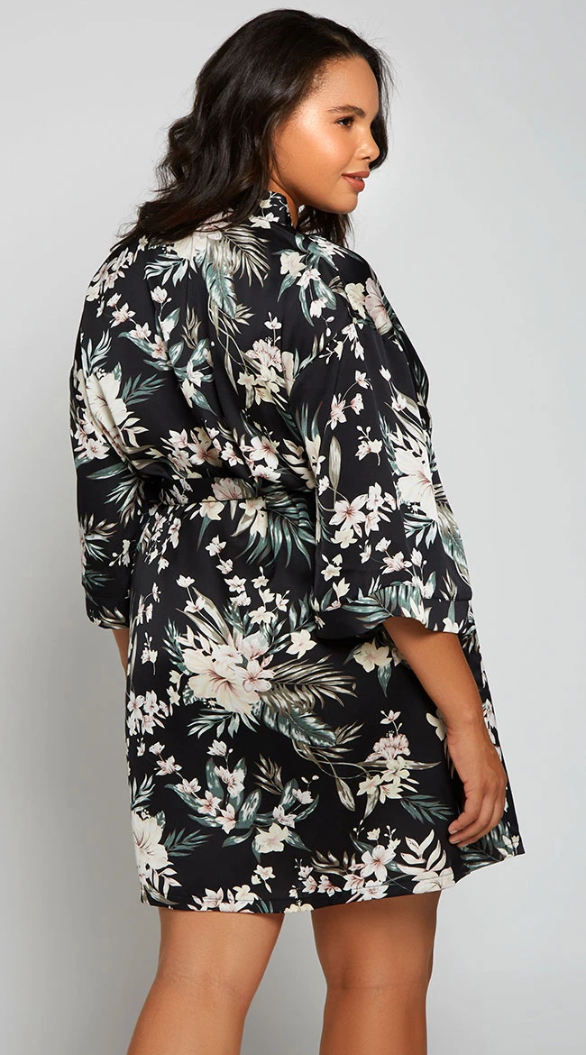 Plus Size Full Bloom Satin Robe 6 Plus Size Full Bloom Satin Robe - Image 4
