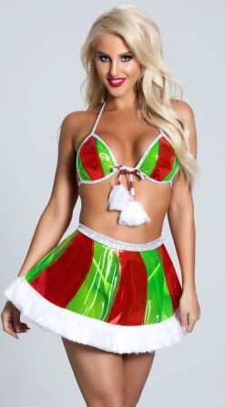 Holographic Vinyl Fur Skirt -Playboy Store JV CH378 CH379 GREENRED 2 PS11102020