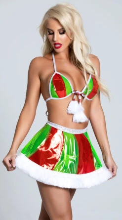 Holographic Vinyl Fur Skirt -Playboy Store JV CH378 CH379 GREENRED 6 PS11102020