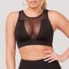 Sheer Gains Sports Bra -Playboy Store LAS SB013 MESH PANEL SPORTS BRA BLACK 2730 WEBSIZE