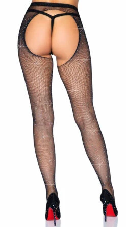 LEG AVENUE Rhinestone Fishnet Crotchless Pantyhose -Playboy Store LA 1410 02 001 2021DEC45048