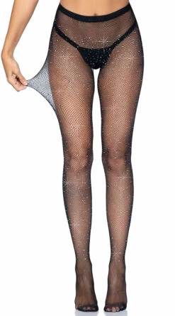 LEG AVENUE Rhinestone Fishnet Crotchless Pantyhose -Playboy Store LA 1410 07 001 2021DEC45048