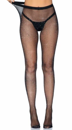 LEG AVENUE Rhinestone Fishnet Crotchless Pantyhose -Playboy Store LA 1410 08 001 2021DEC45048