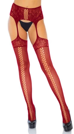 LEG AVENUE Sia Net Garter Belt Stockings