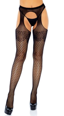 LEG AVENUE Lux Dot Suspender Pantyhose