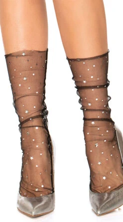 LEG AVENUE Stars & Moons Tulle Ankle Socks