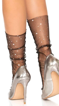 LEG AVENUE Stars & Moons Tulle Ankle Socks -Playboy Store LA 3047 02 001 2020FEB18808