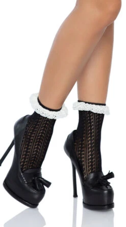 LEG AVENUE Riley Crochet Ankle Socks 12 LEG AVENUE Riley Crochet Ankle Socks -Playboy Store LA 3061 11 BW 2021MAR27969