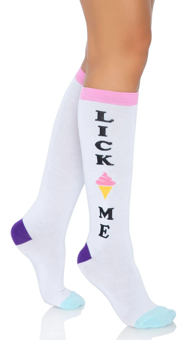 LEG AVENUE Lick Me Color Block Knee Socks 3 LEG AVENUE Lick Me Color Block Knee Socks