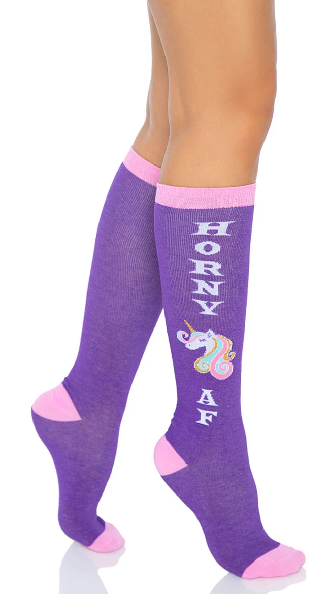 LEG AVENUE Horny AF Color Block Knee Socks 3 LEG AVENUE Horny AF Color Block Knee Socks