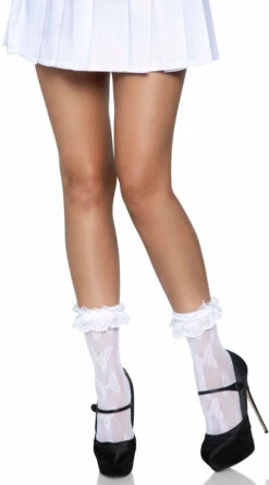 LEG AVENUE Lace Ruffle Butterfly Anklets