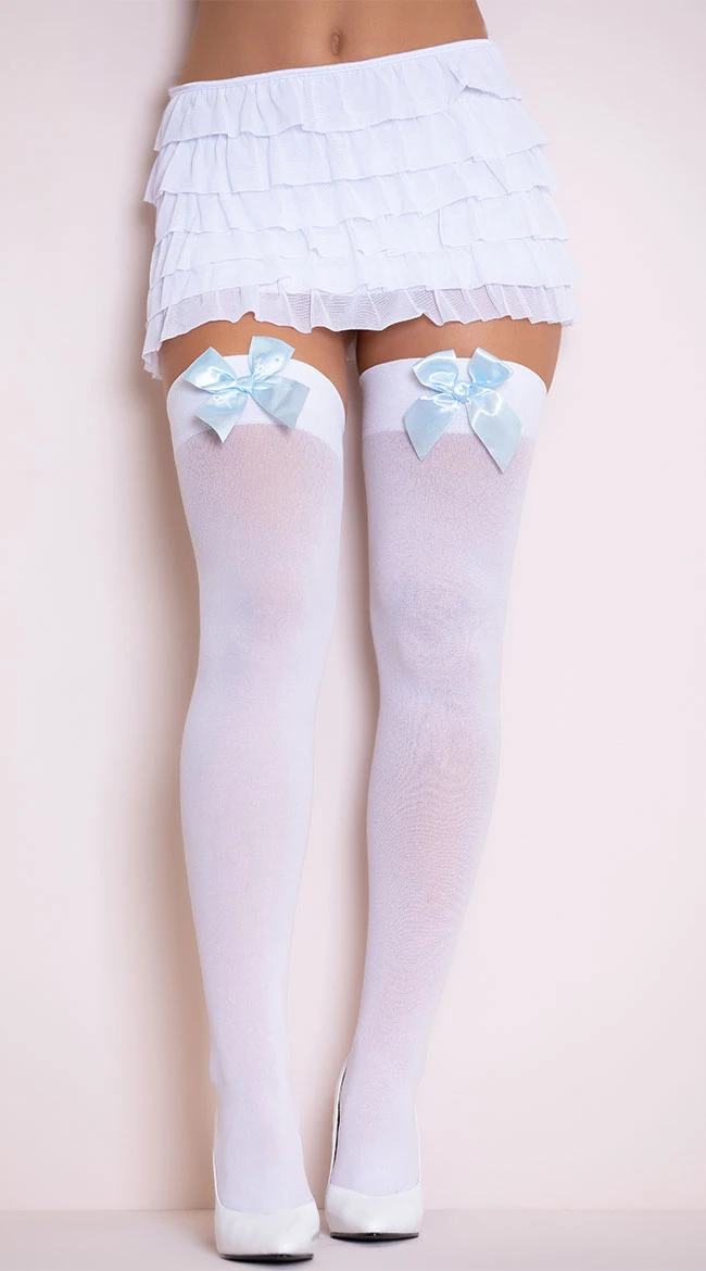 LEG AVENUE Opaque Thigh Highs With Satin Bow 14 LEG AVENUE Opaque Thigh Highs With Satin Bow - Image 12