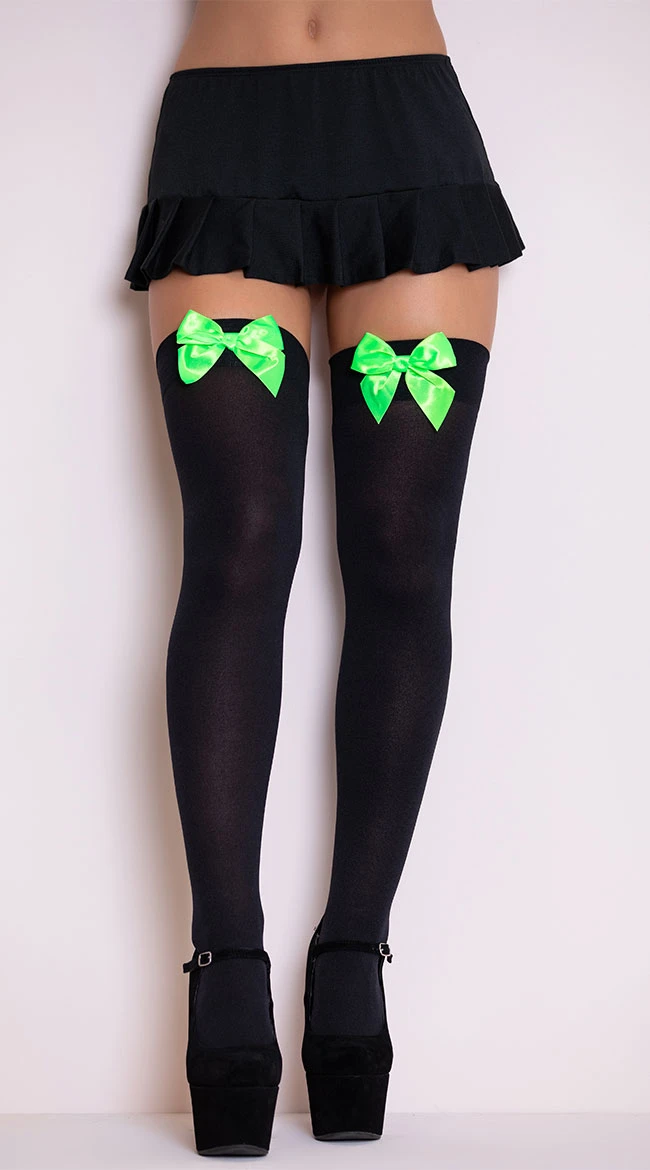 LEG AVENUE Opaque Thigh Highs With Satin Bow 8 LEG AVENUE Opaque Thigh Highs With Satin Bow - Image 6